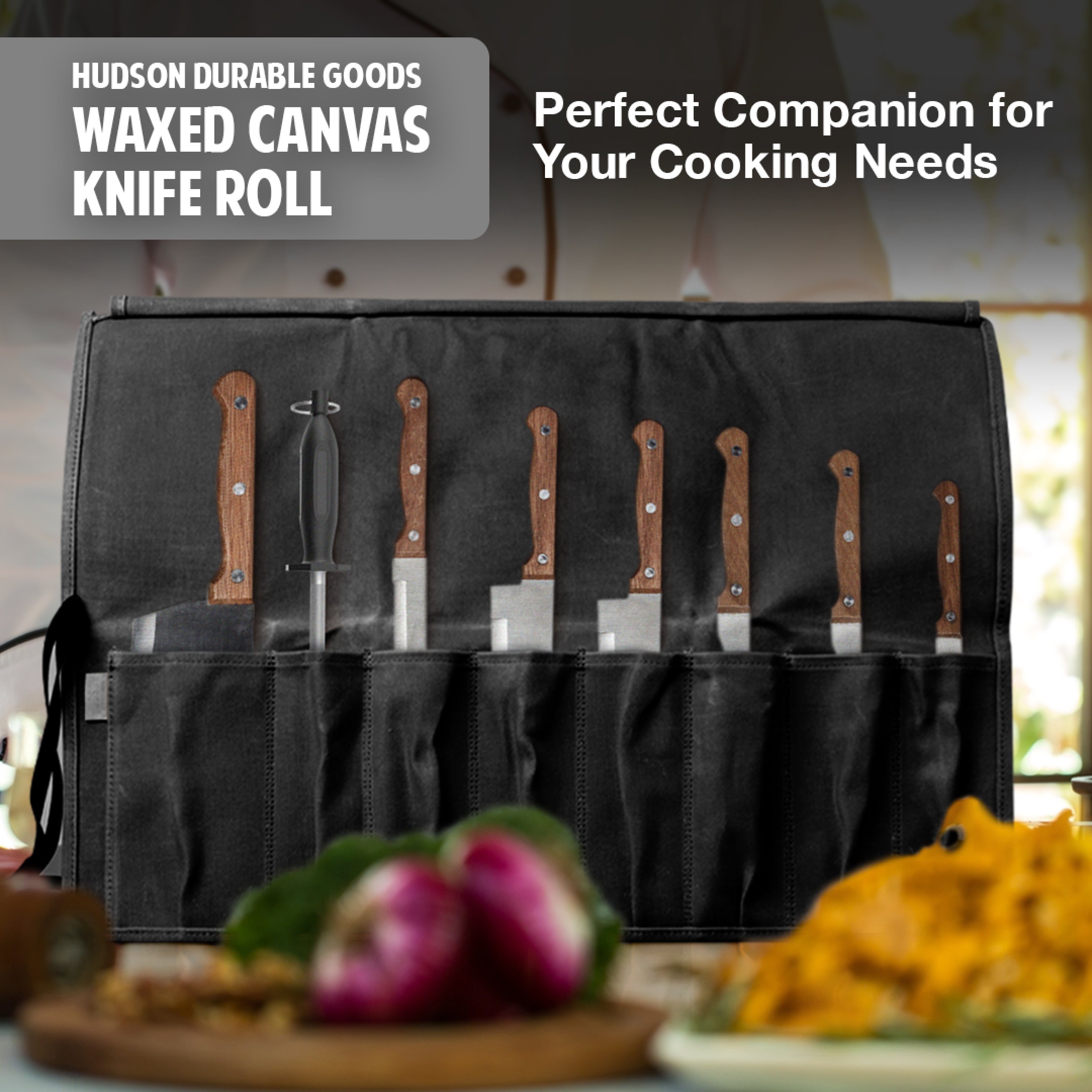 Hudson Durable Goods Premium Waxed Canvas Knife Roll (Charcoal)