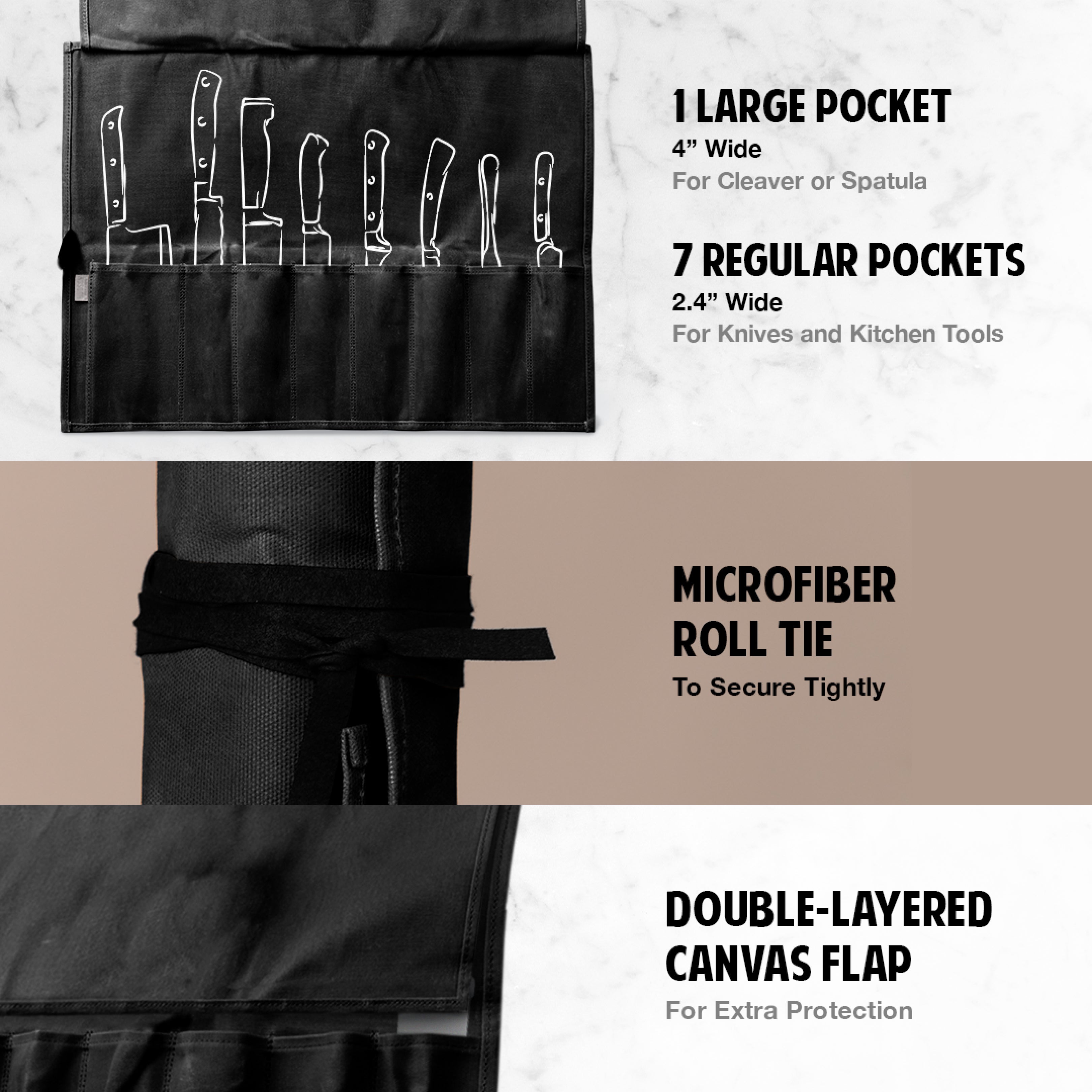 Hudson Durable Goods Premium Waxed Canvas Knife Roll (Charcoal)