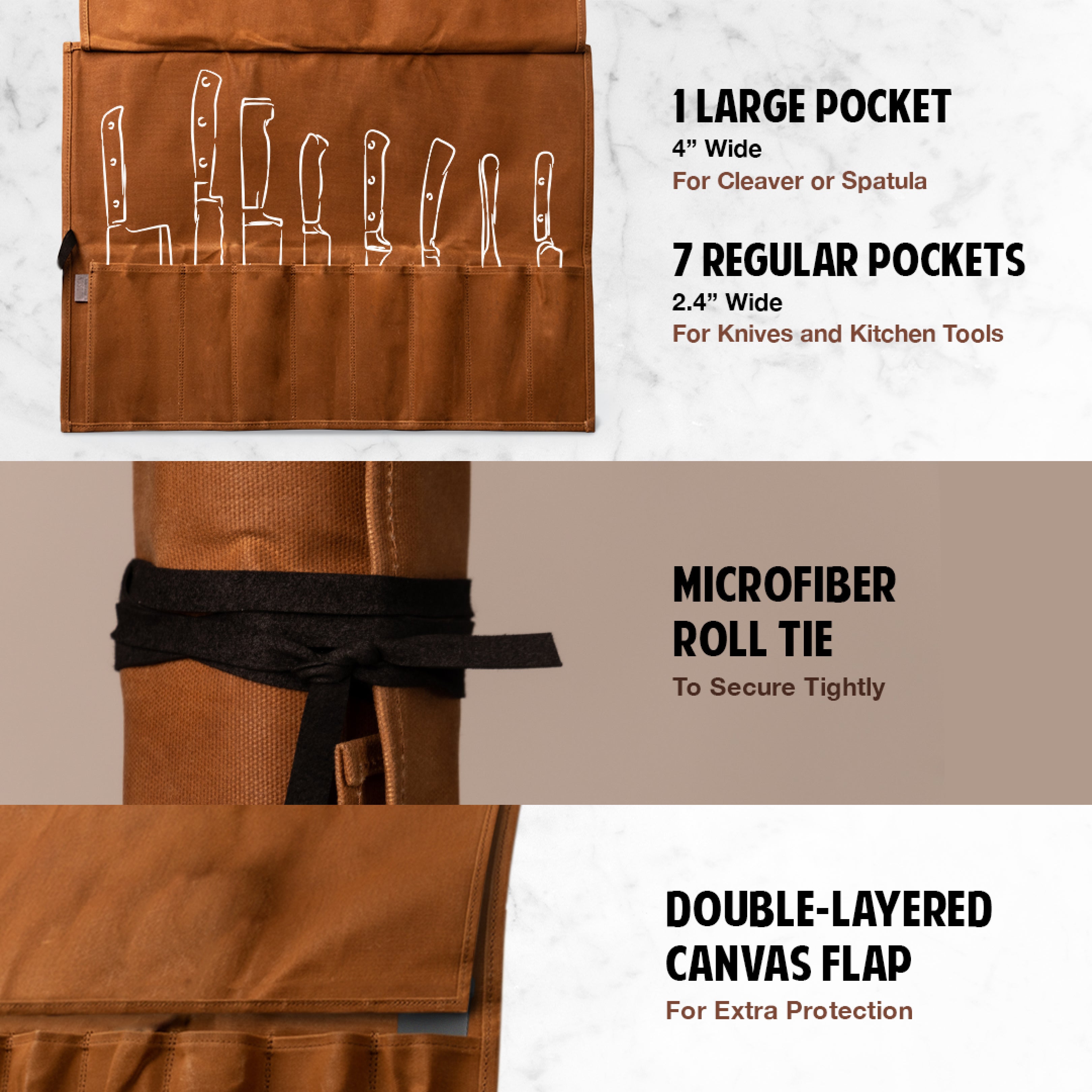 Hudson Durable Goods Premium Waxed Canvas Knife Roll (Tan)