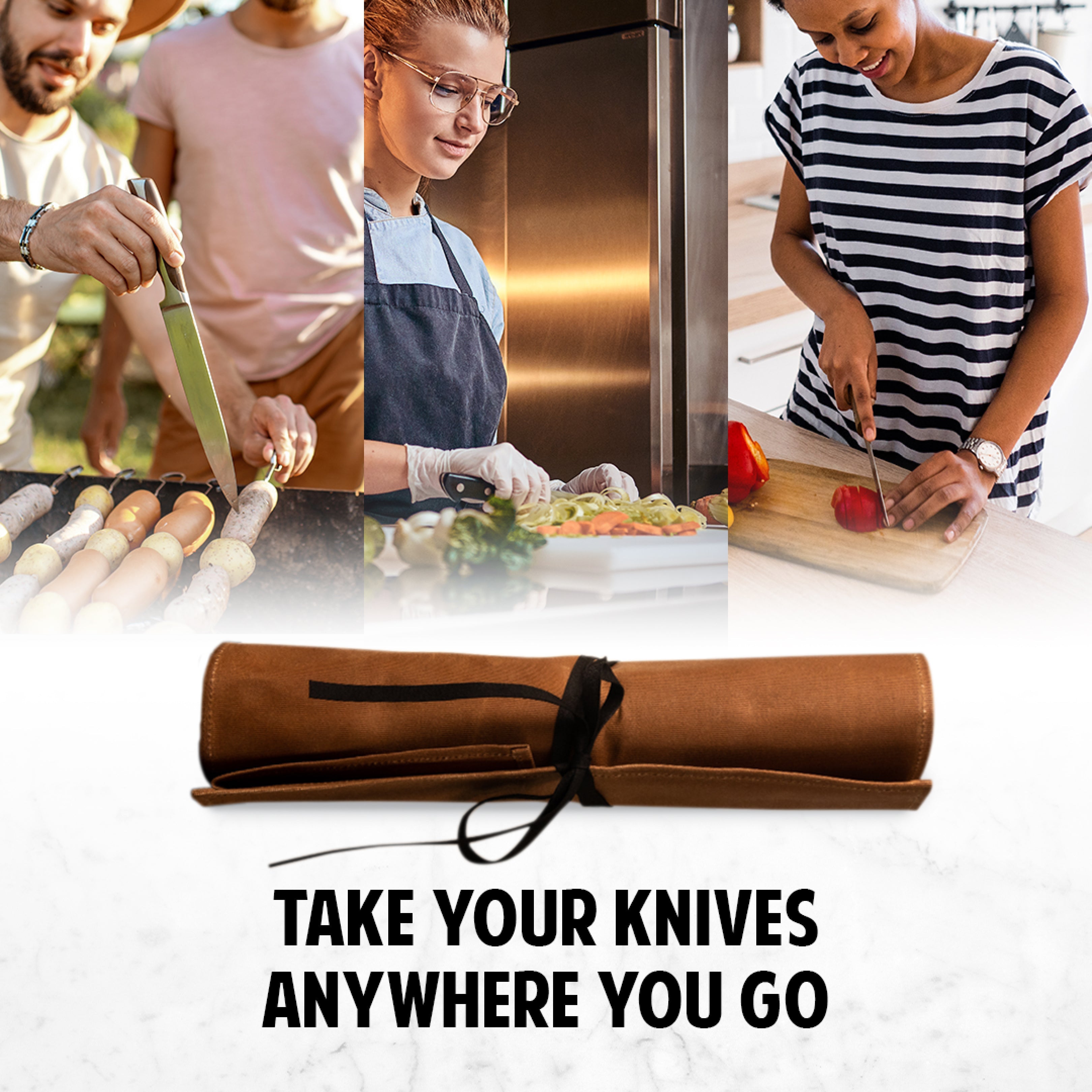 Hudson Durable Goods Premium Waxed Canvas Knife Roll (Tan)
