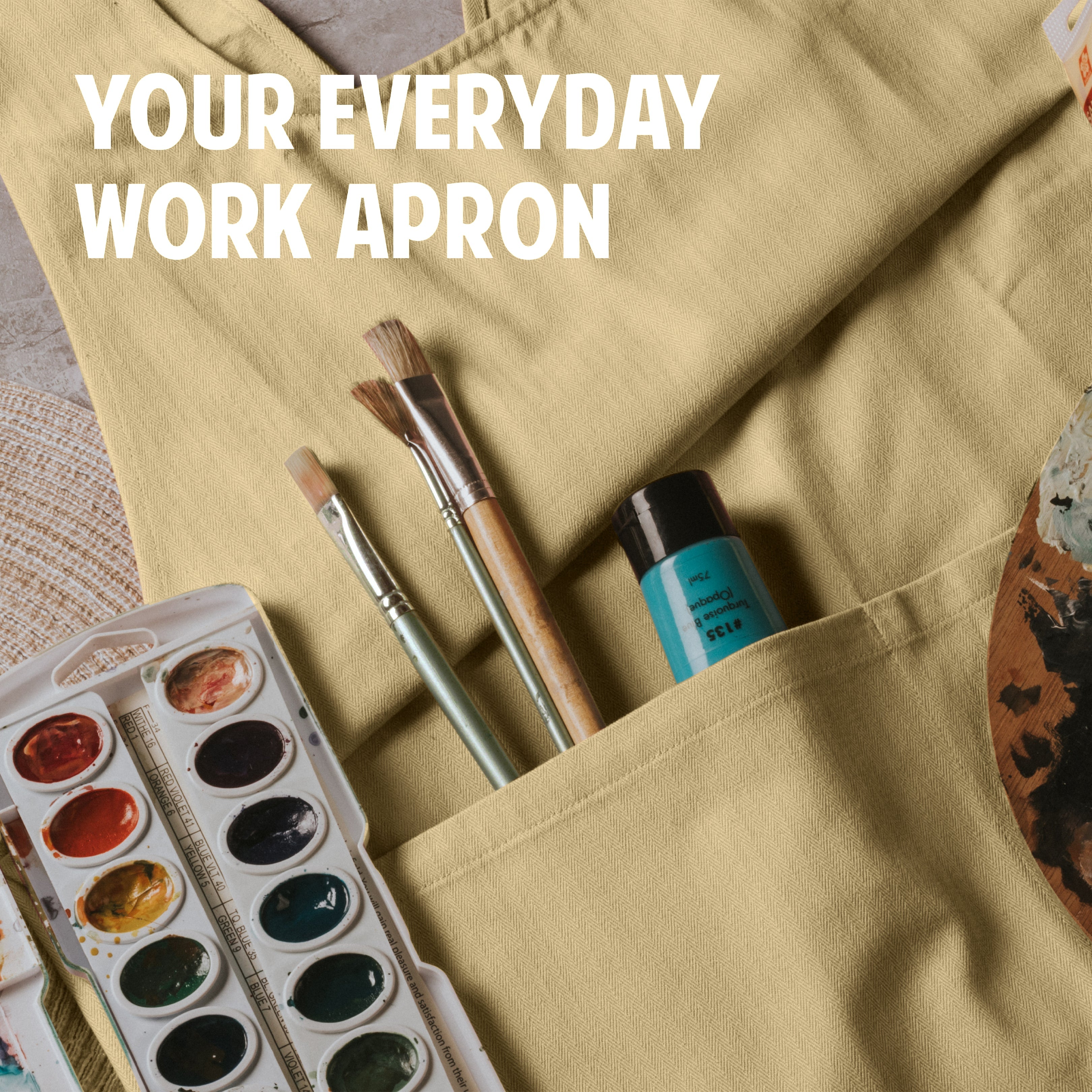 Hudson Durable Goods Smock Cross Back Apron for Women in Biscuit
