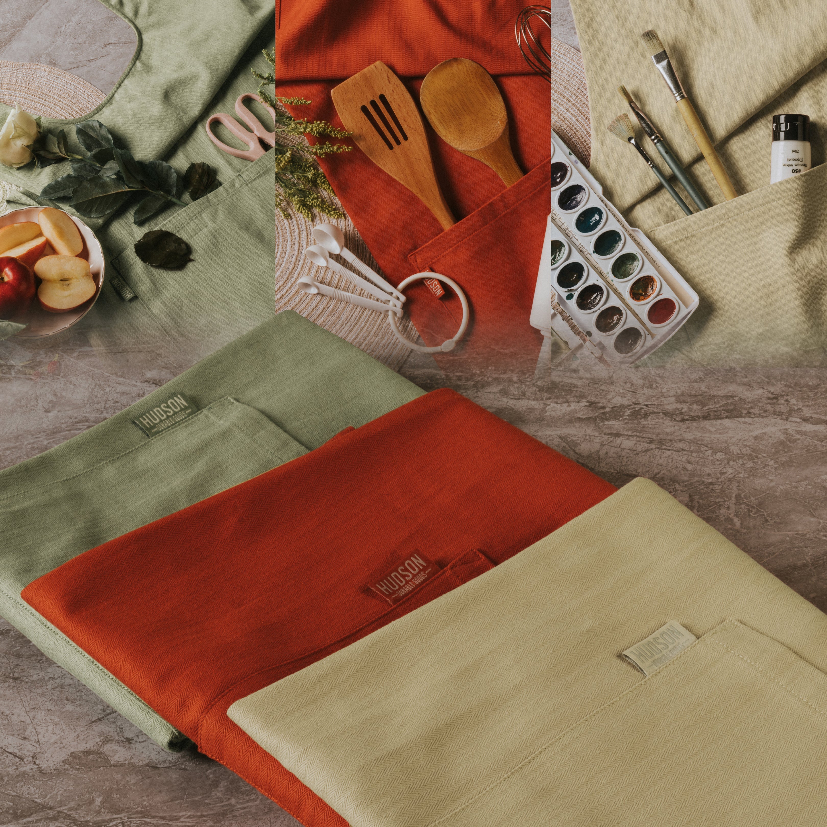 Hudson Durable Goods Smock Cross Back Apron for Women in Eucalyptus
