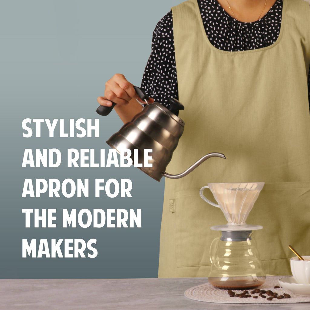 Hudson Durable Goods Smock Cross Back Apron for Women in Biscuit
