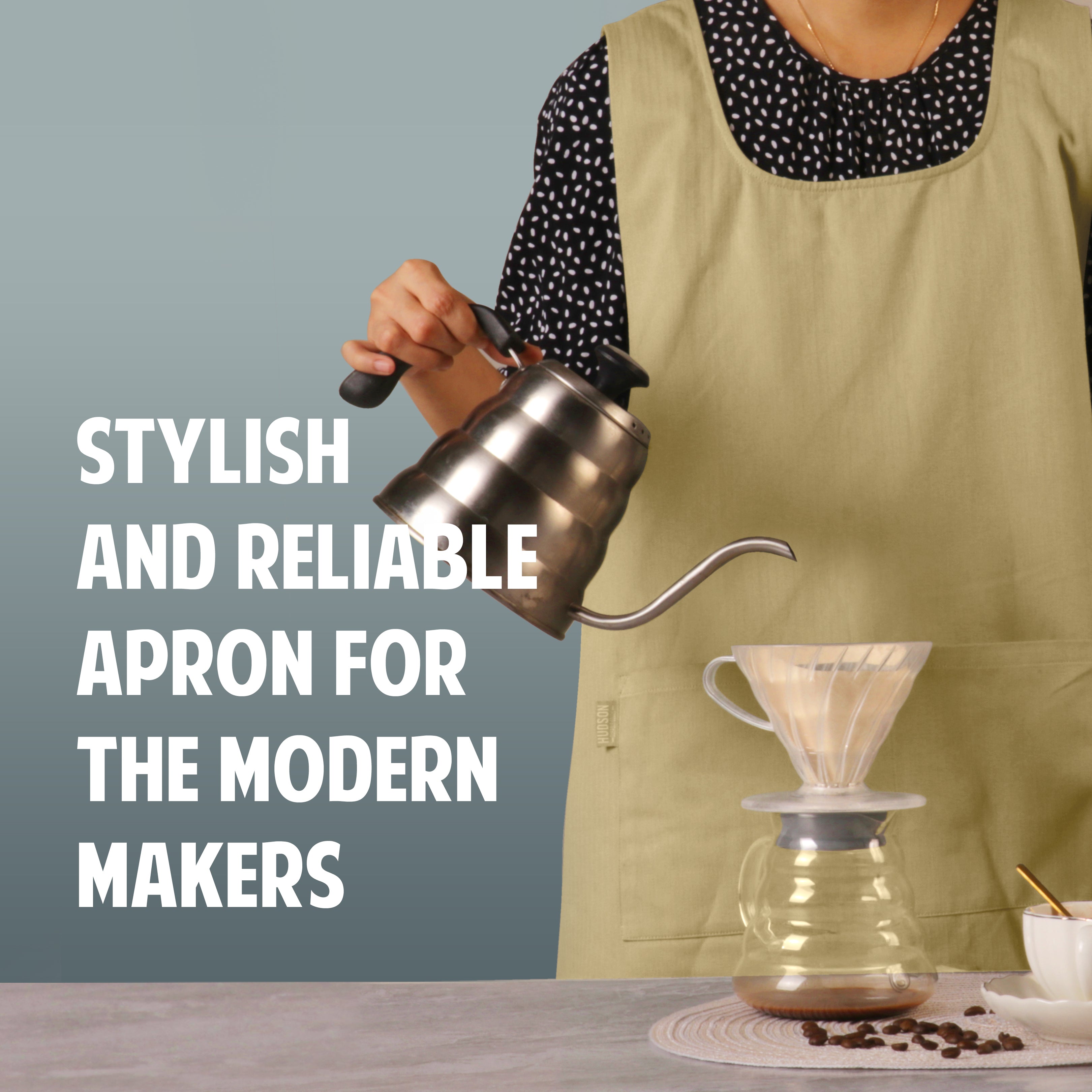 Hudson Durable Goods Smock Cross Back Apron for Women in Biscuit