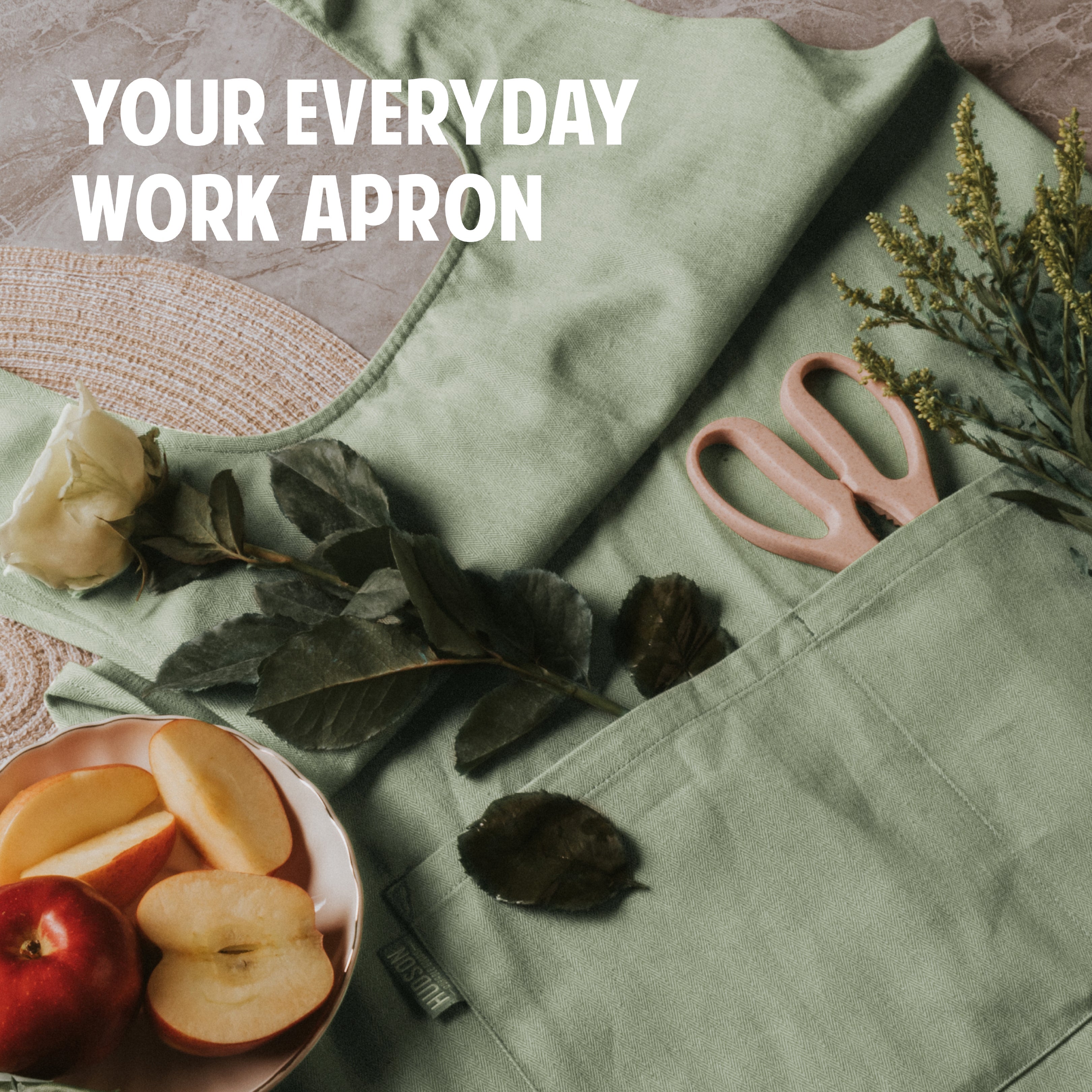 Hudson Durable Goods Smock Cross Back Apron for Women in Eucalyptus