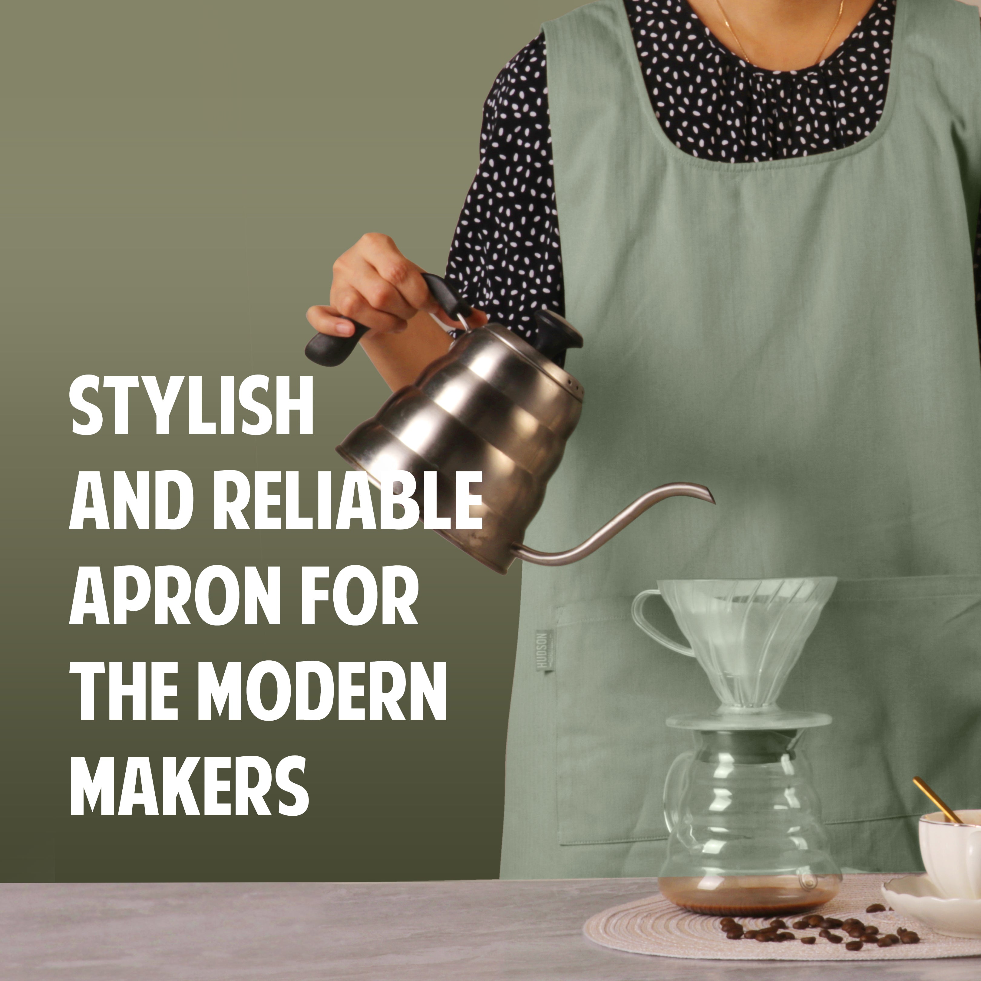 Hudson Durable Goods Smock Cross Back Apron for Women in Eucalyptus