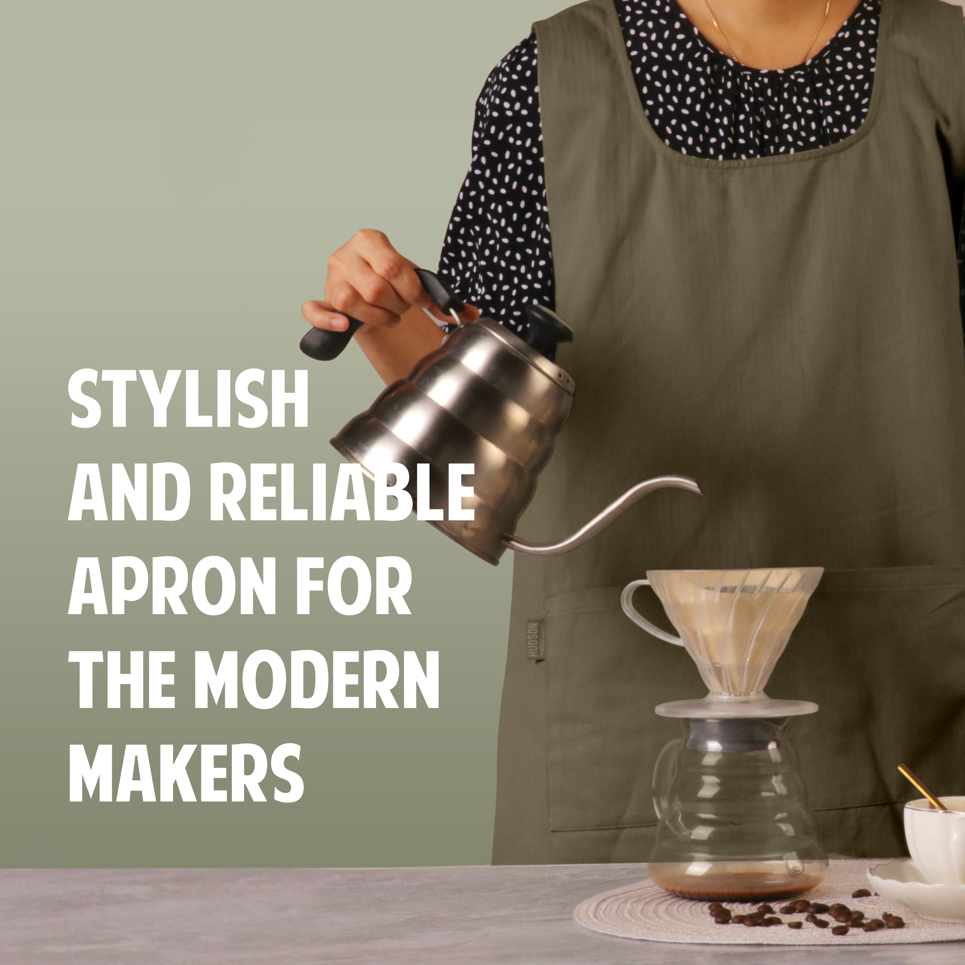 Hudson Durable Goods Cross Back Smock Apron for Women in Sage