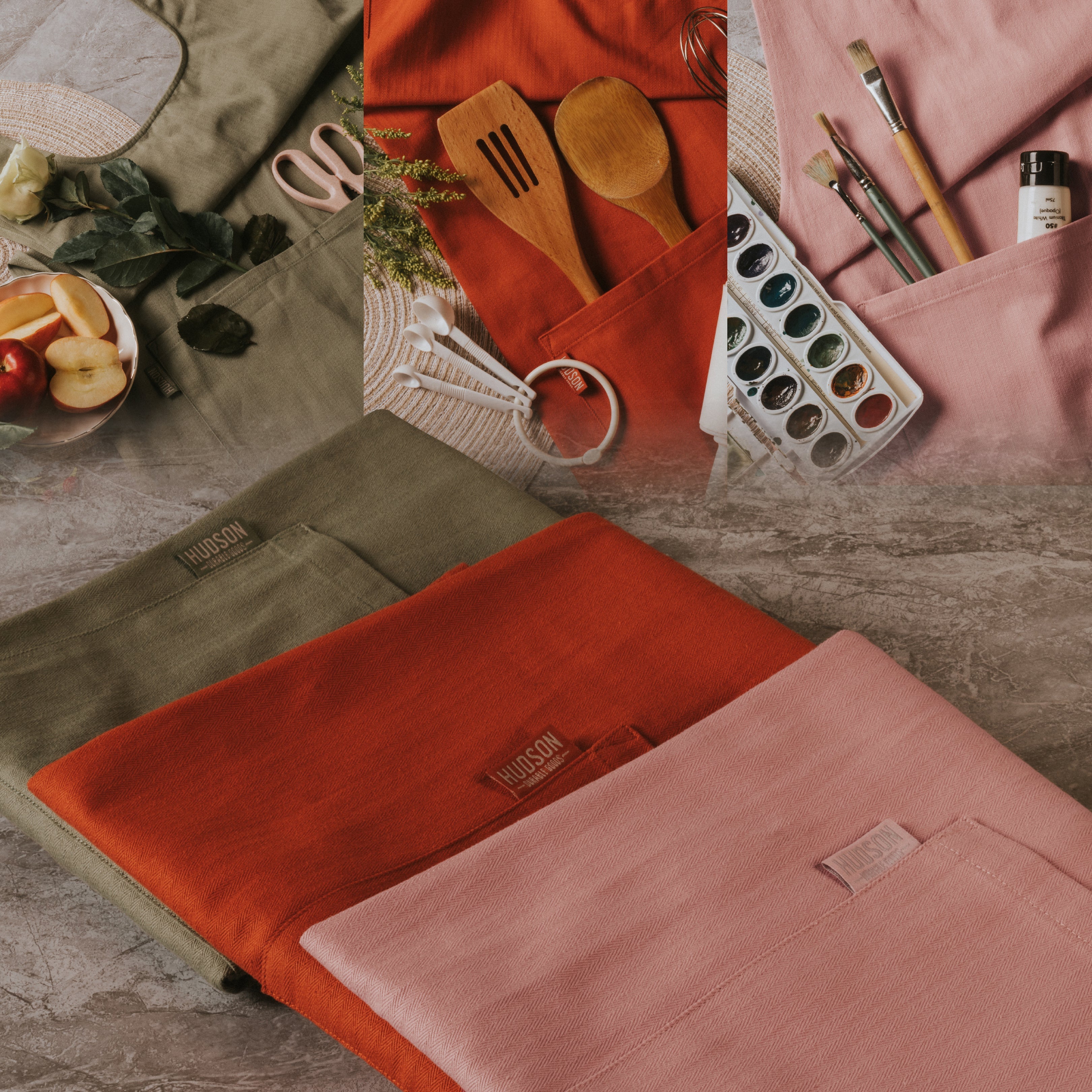 Hudson Durable Goods Cross Back Smock Apron for Women in Terracotta