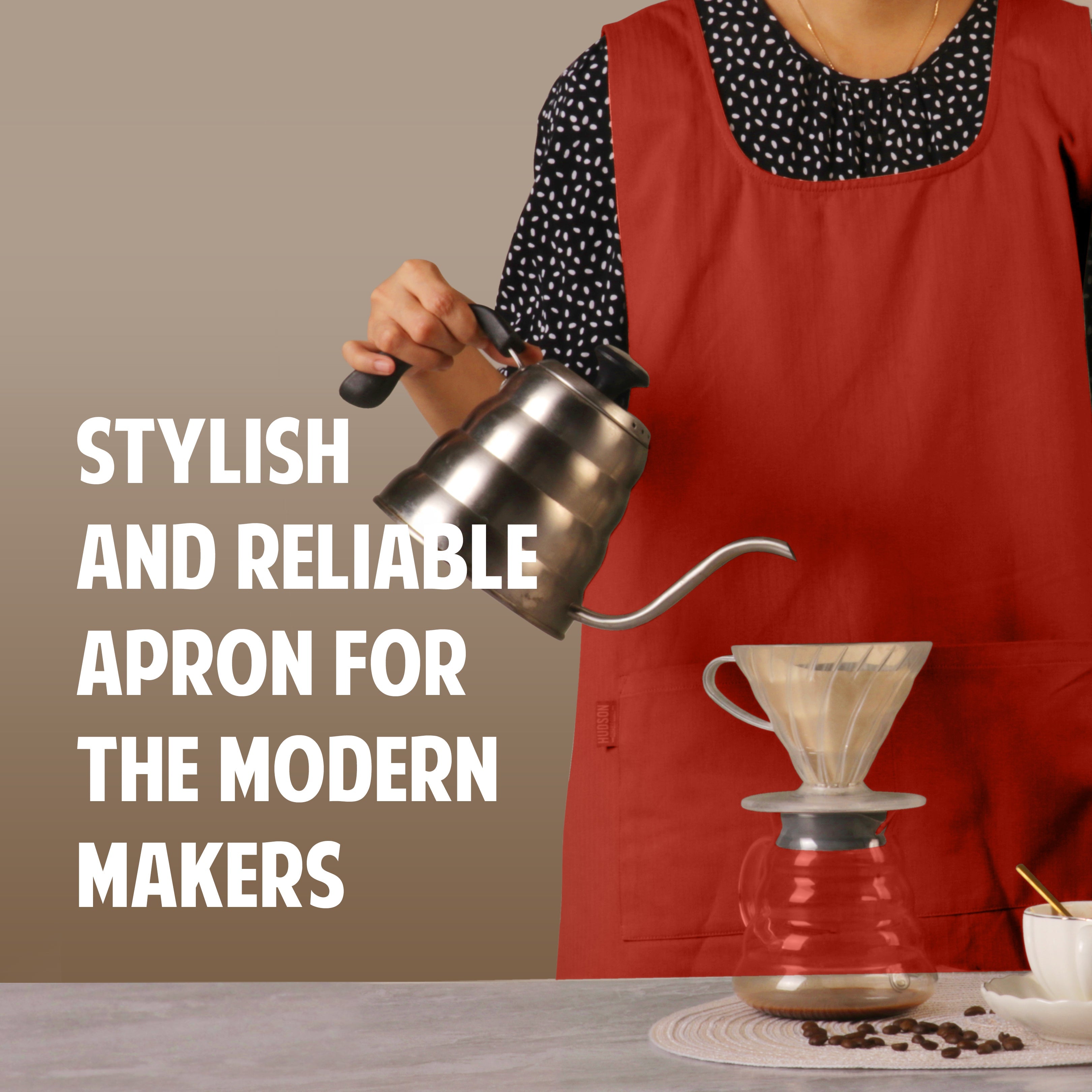 Hudson Durable Goods Cross Back Smock Apron for Women in Terracotta