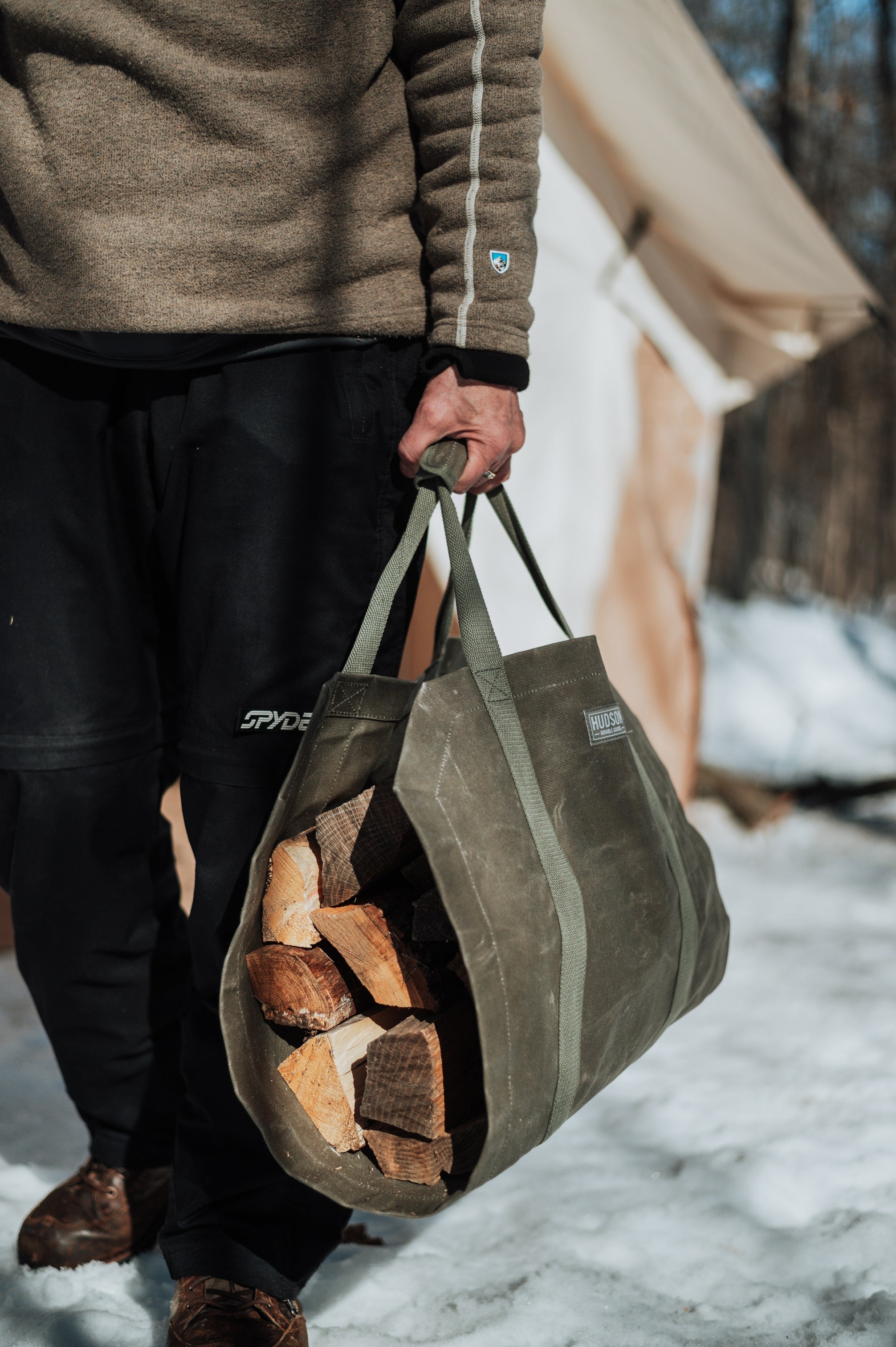 Hudson Durable Goods Waxed Canvas Log Carrier