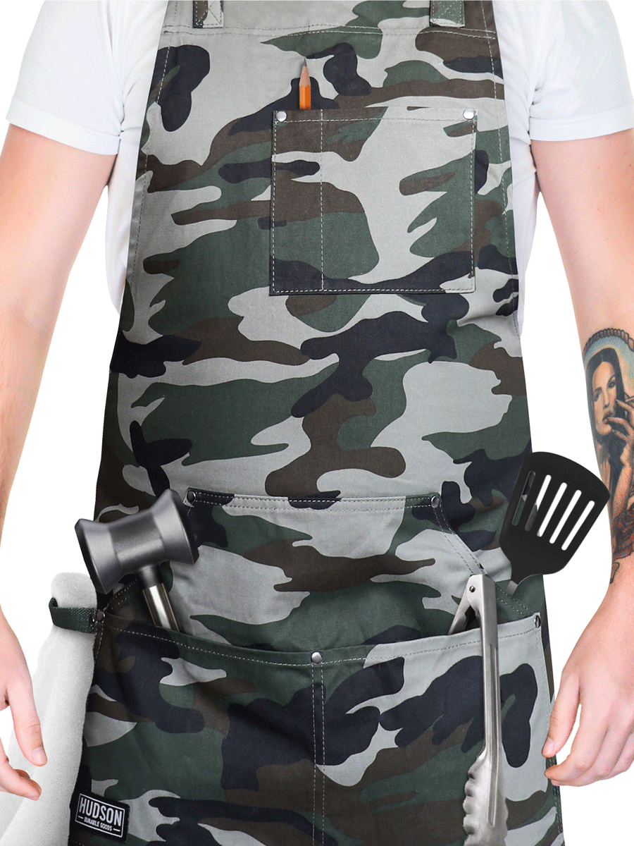 Professional Grade Apron for Kitchen, Grill, and BBQ (Camouflage) - HDG806A