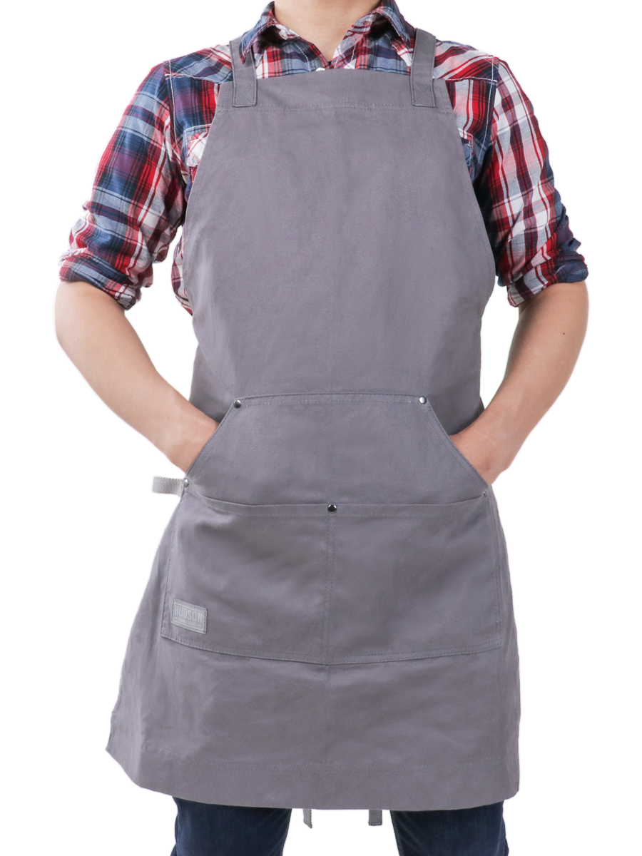 Professional Grade Chef Apron for Kitchen, BBQ, and Grill (Grey) No Top Pocket - HDG815G