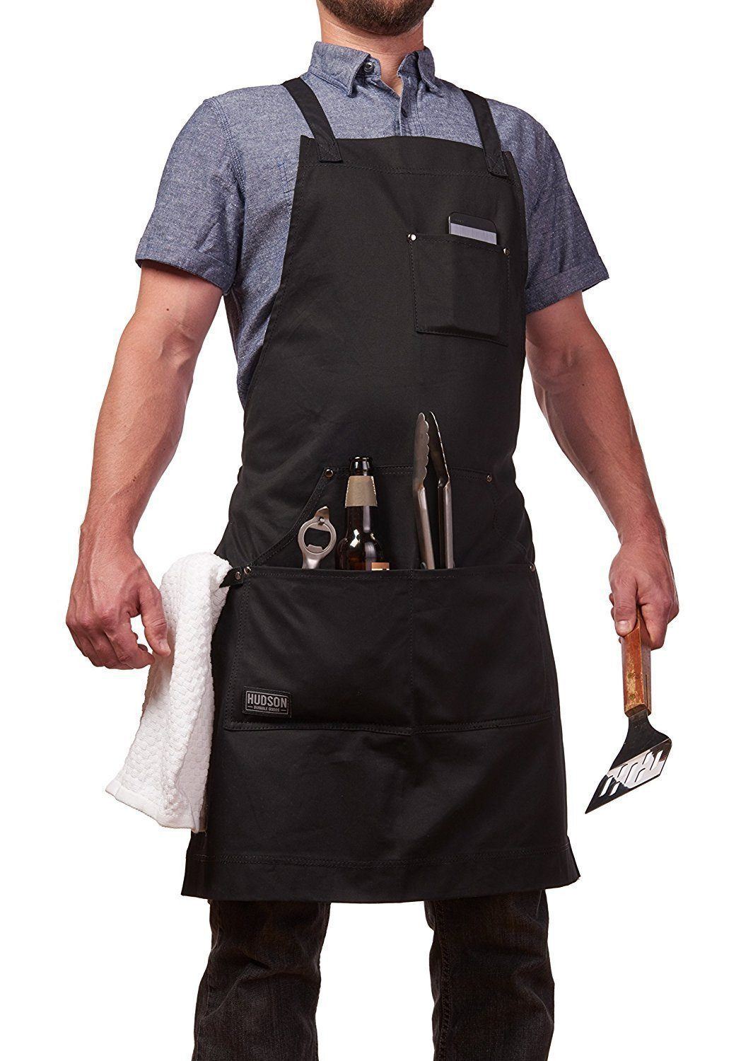 Professional Grade Apron for Kitchen, Grill, and BBQ (Black) - HDG805