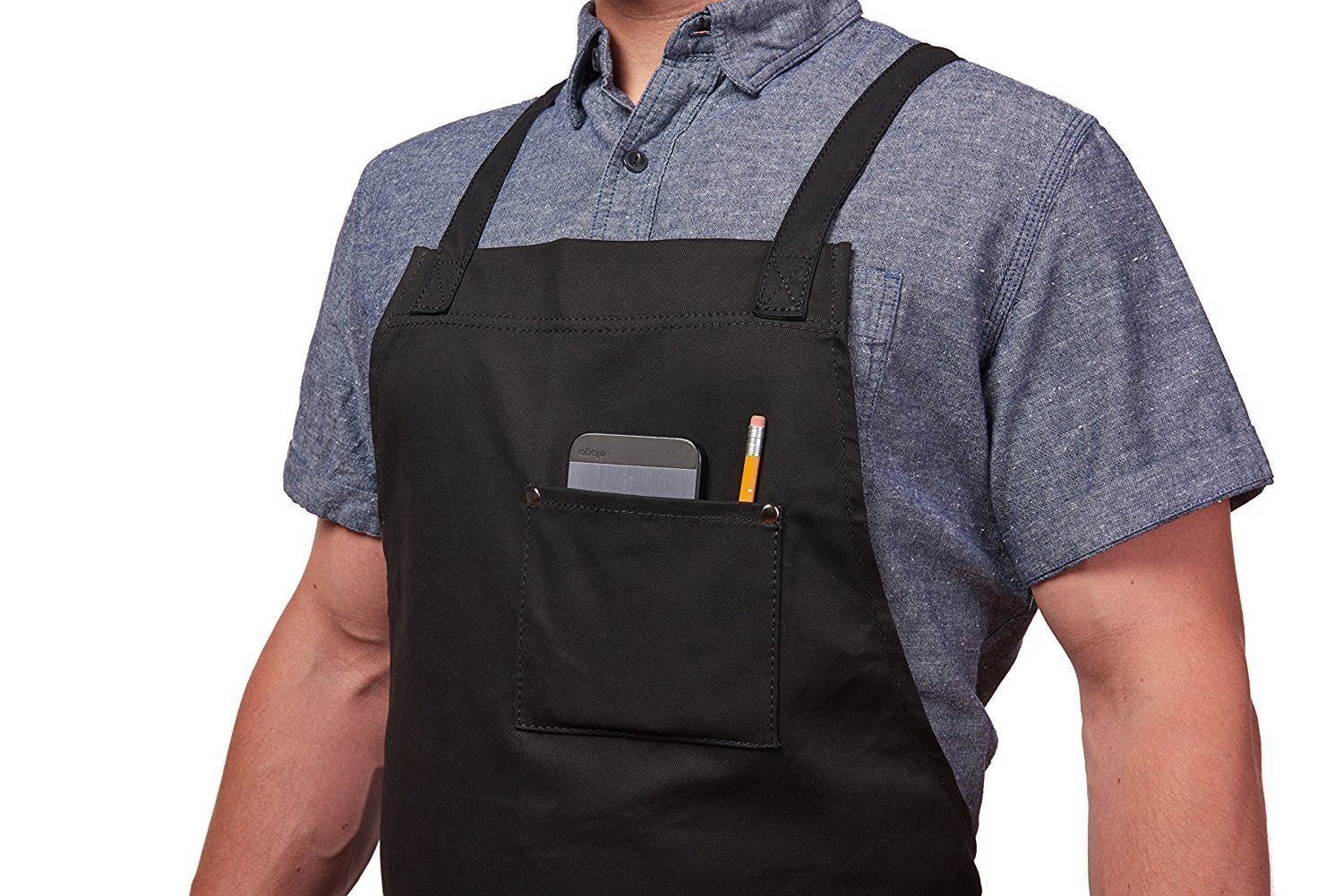 Professional Grade Apron for Kitchen, Grill, and BBQ (Black) - HDG805