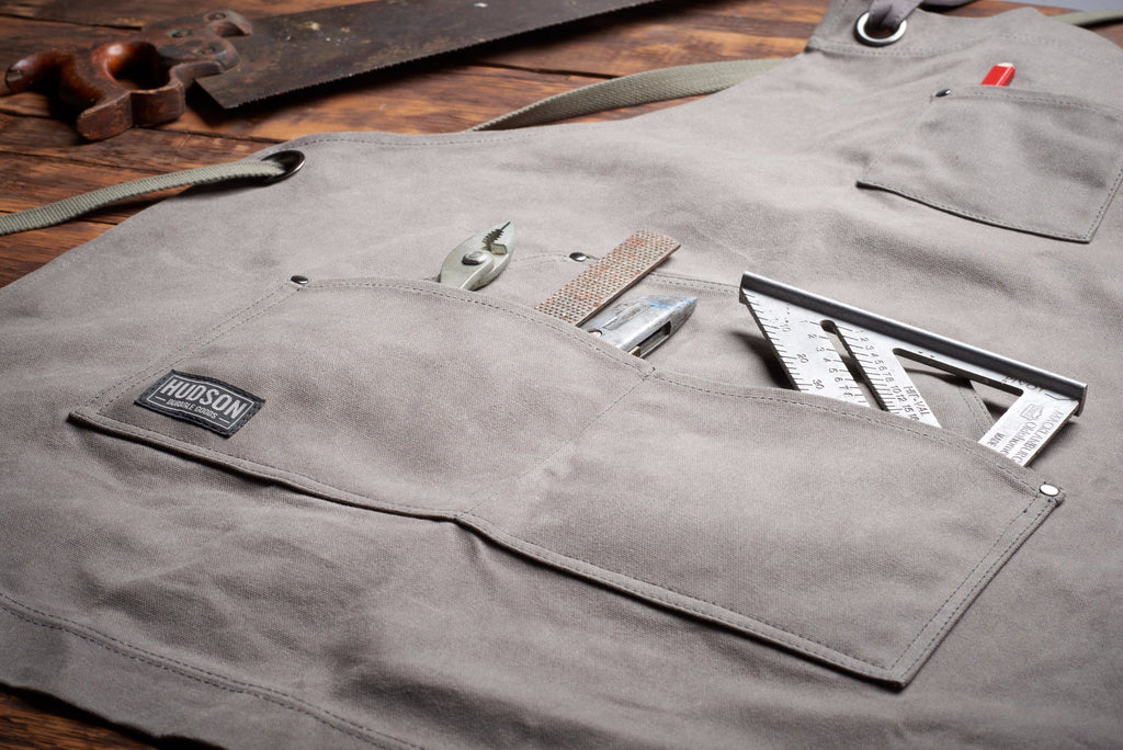 Heavy Duty 16 oz Waxed Canvas Work Apron (Grey) - HDG901G