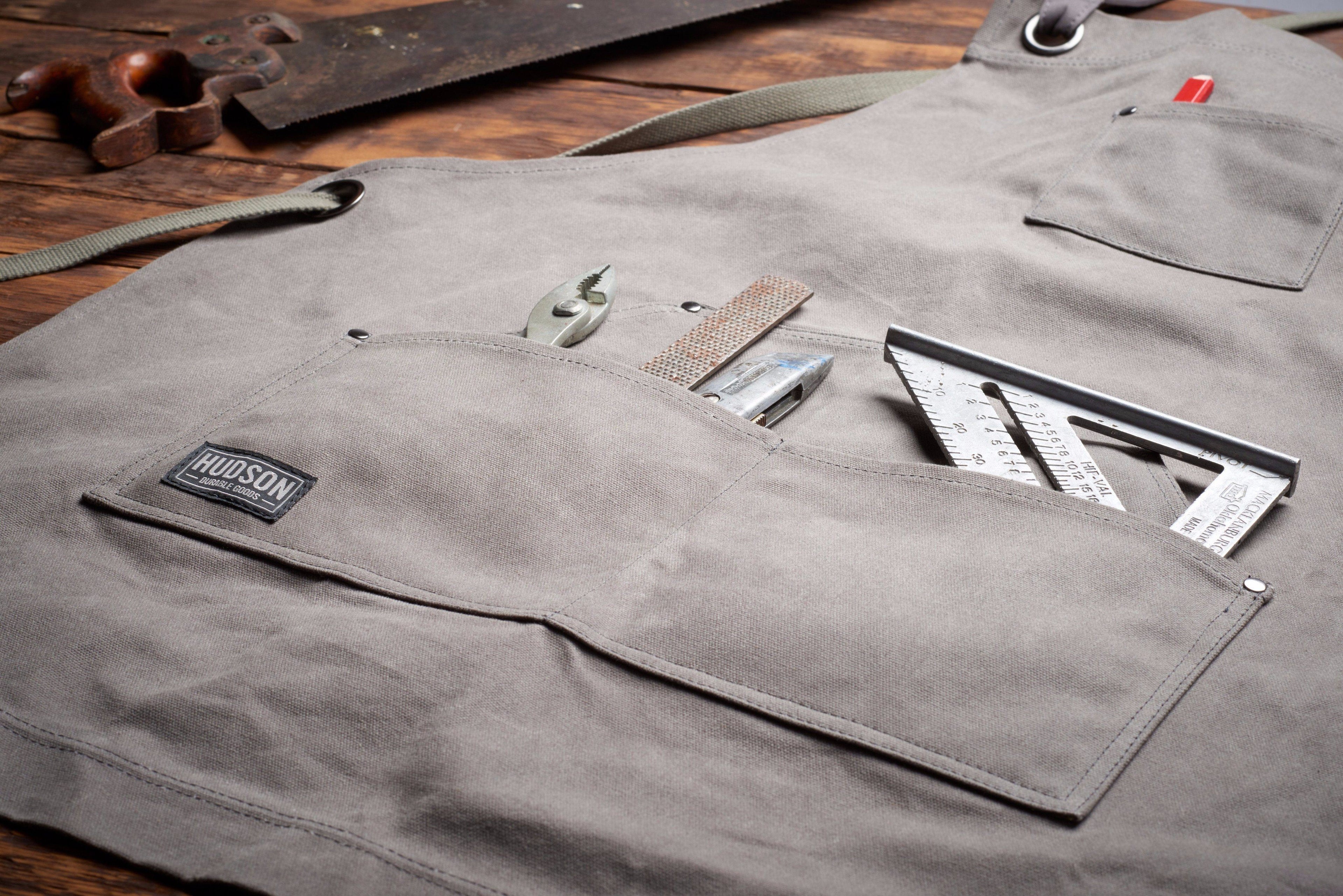 Heavy Duty 16 oz Waxed Canvas Work Apron (Grey) - HDG901G