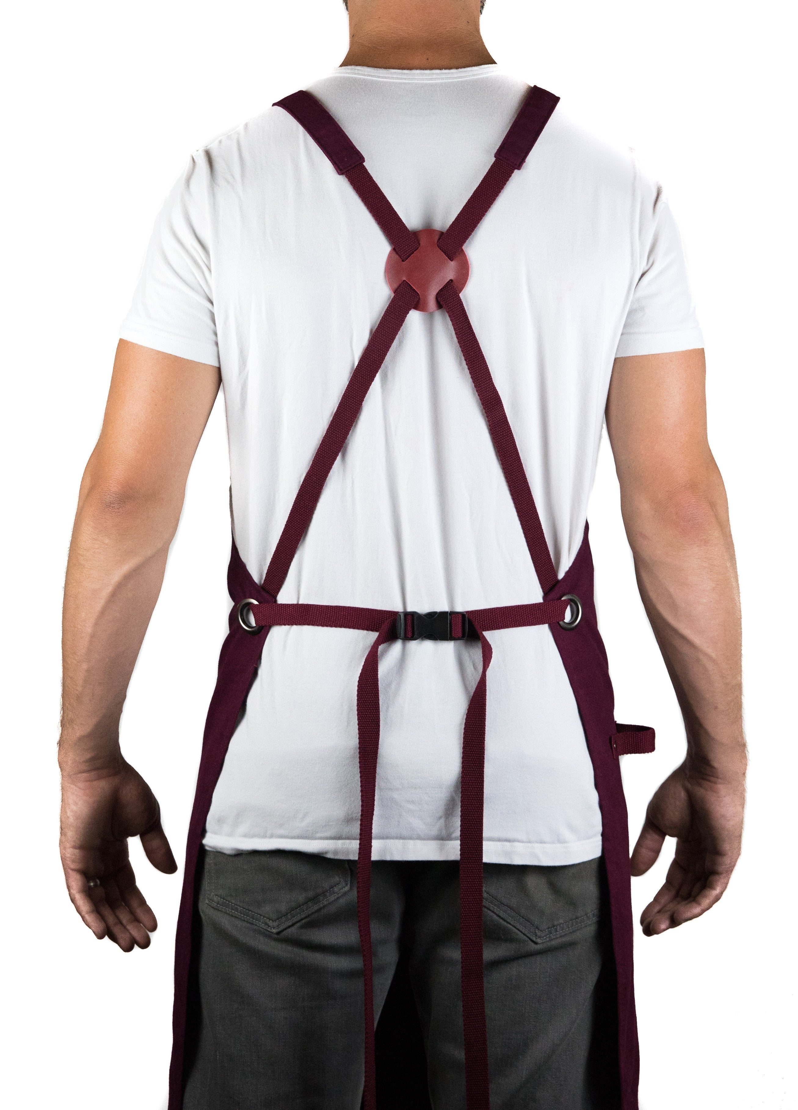 Professional Grade Apron for Kitchen, Grill, and BBQ (Burgundy) - HDG805R