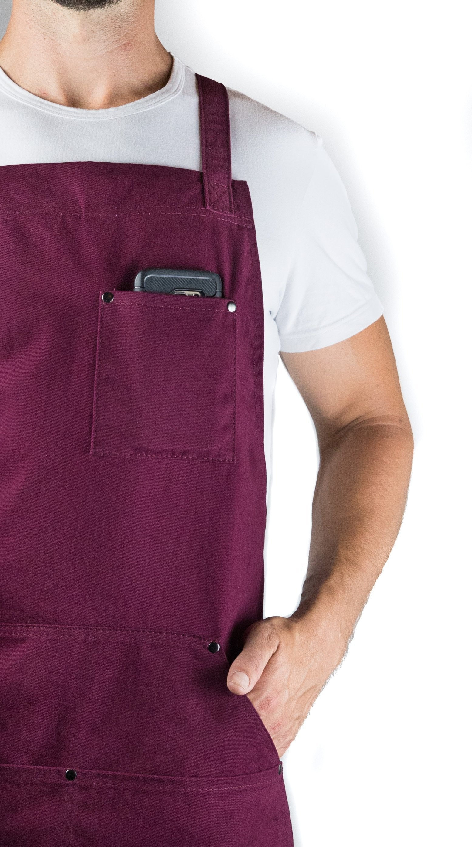 Professional Grade Apron for Kitchen, Grill, and BBQ (Burgundy) - HDG805R