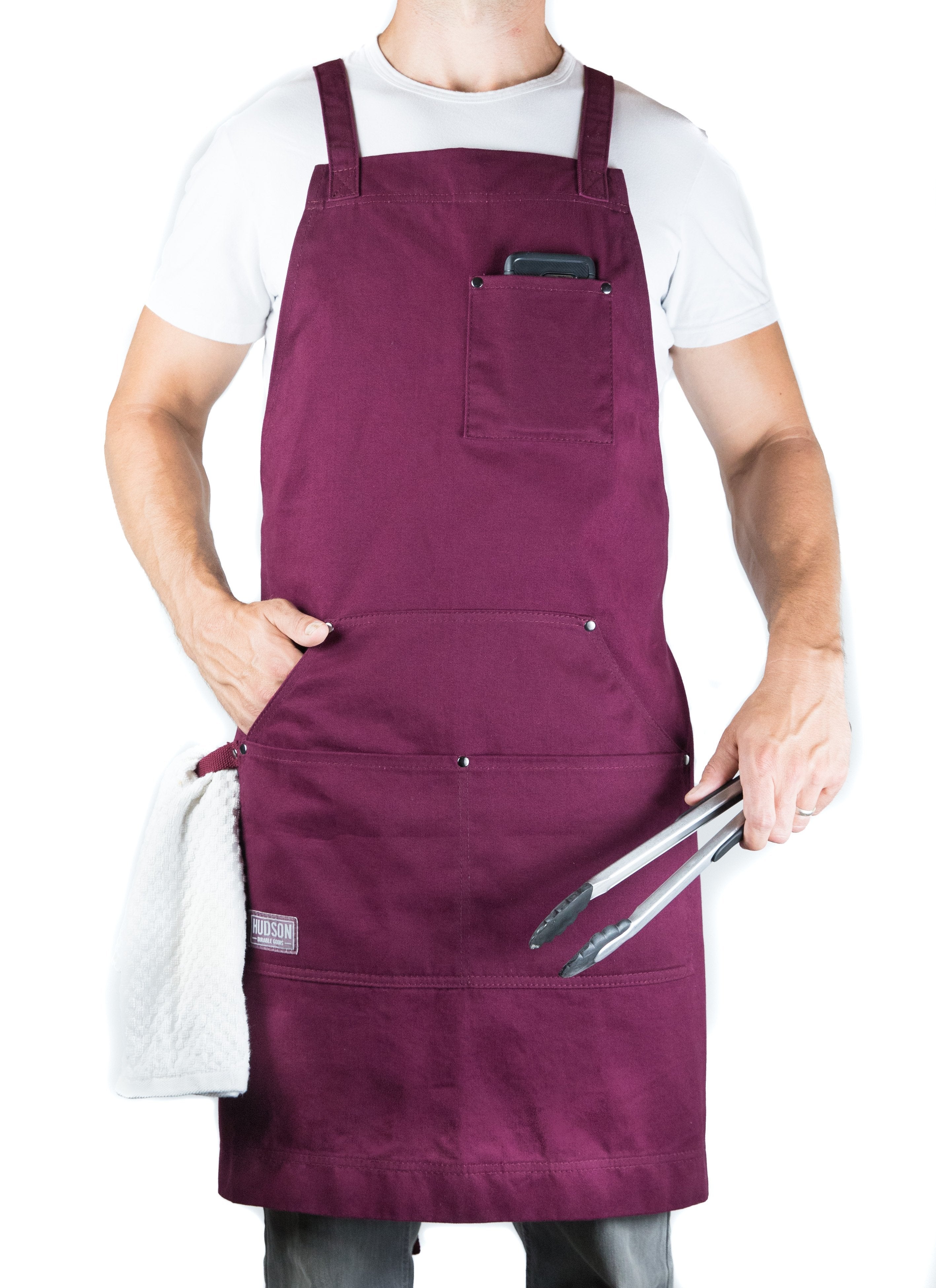 Professional Grade Apron for Kitchen, Grill, and BBQ (Burgundy) - HDG805R