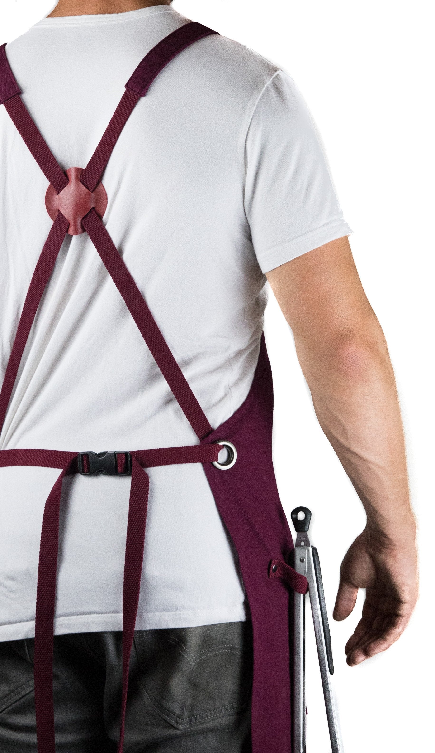 Professional Grade Apron for Kitchen, Grill, and BBQ (Burgundy) - HDG805R