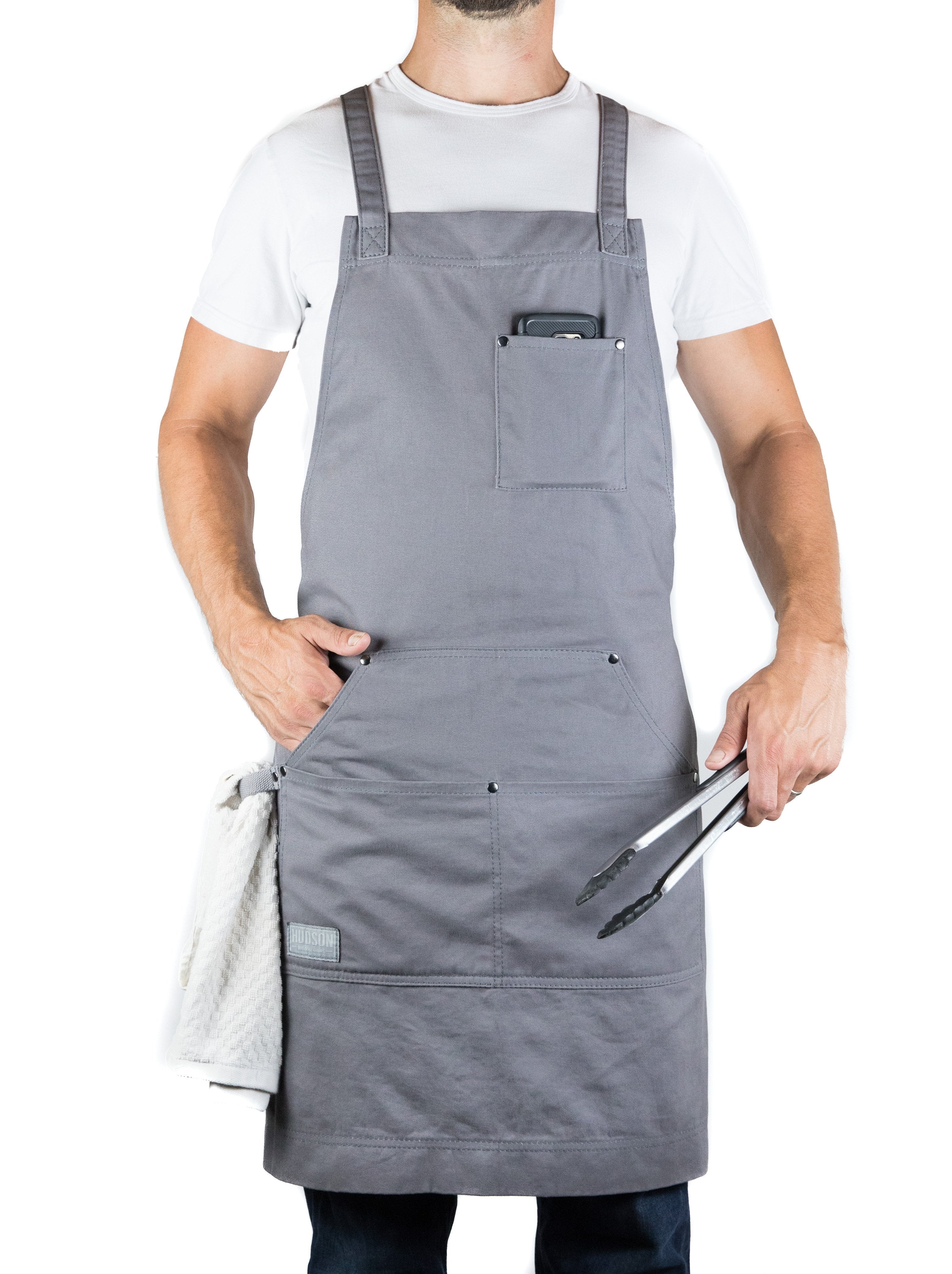 Professional Grade Apron for Kitchen, Grill, and BBQ (Grey) - HDG805G