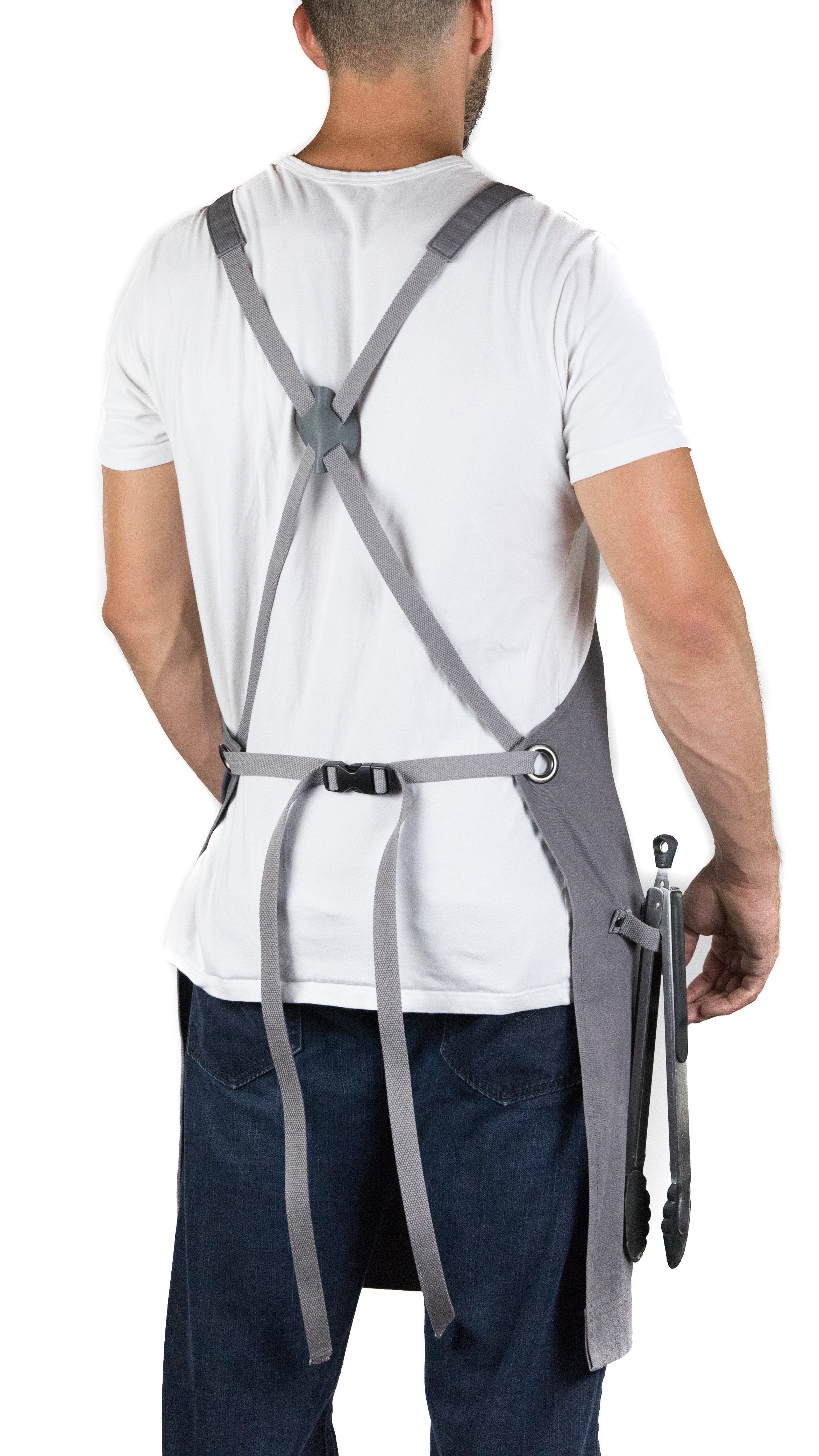 Professional Grade Apron for Kitchen, Grill, and BBQ (Grey) - HDG805G
