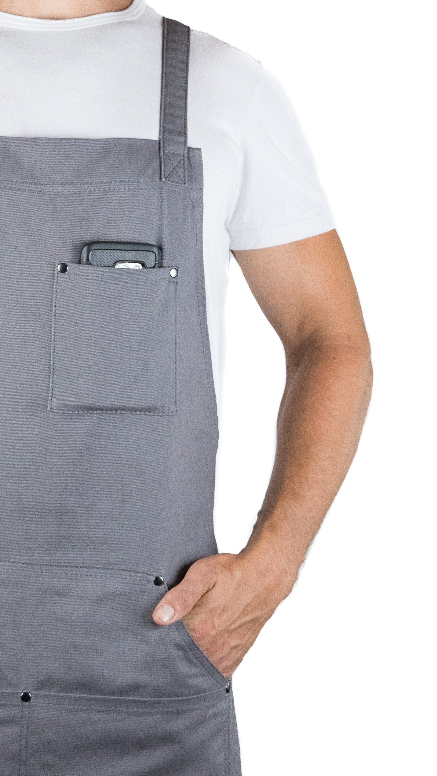 Professional Grade Apron for Kitchen, Grill, and BBQ (Grey) - HDG805G